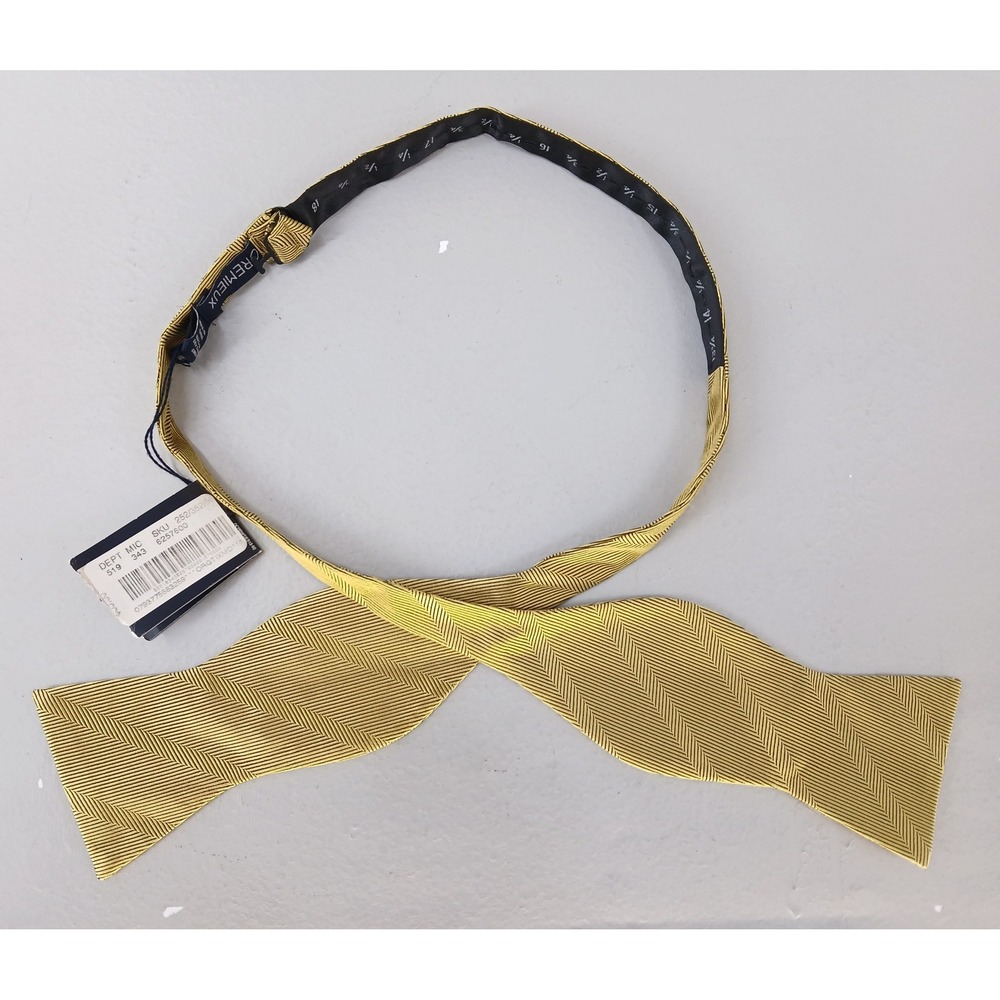 Cremieux Bow Tie Kids OS Gold Herringbone Silk Self-Tie Wedding